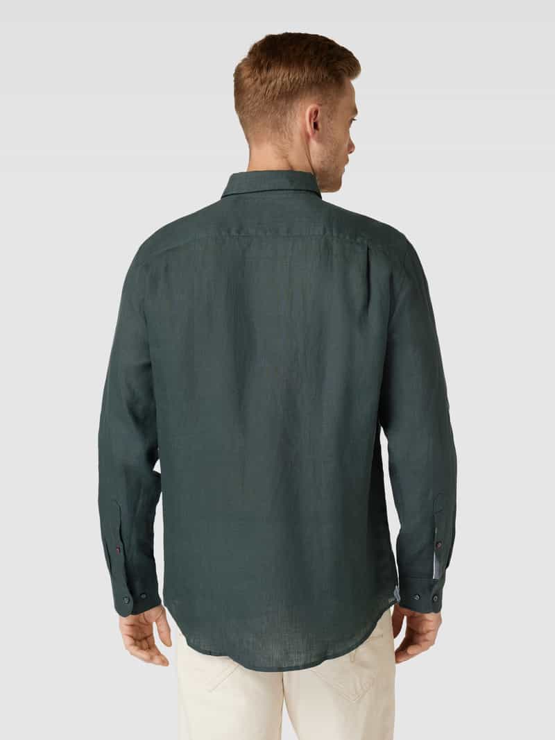 Regular fit linnen overhemd met button-downkraag Christian Berg Men