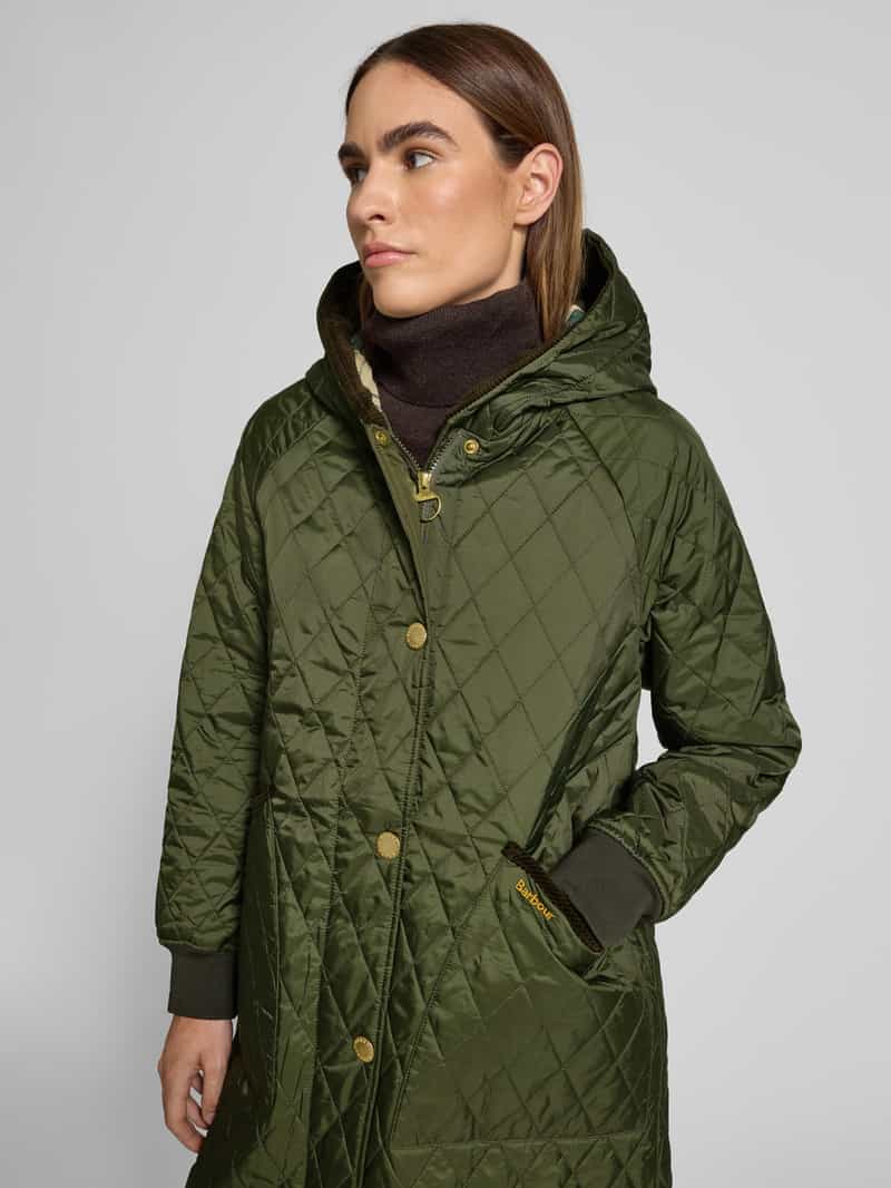 Barbour Relaxed fit gewateerde lange jas met corduroy model 'HILARY'