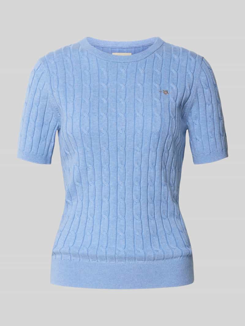Gant Gebreid shirt met ronde hals en logostitching