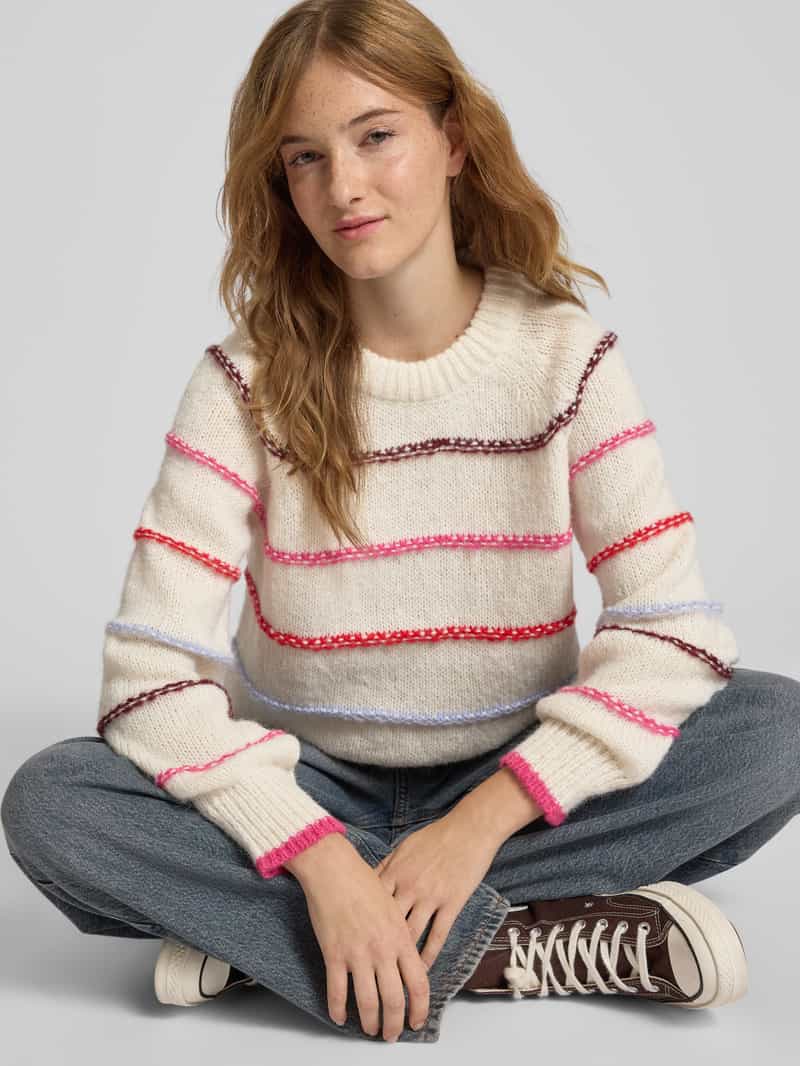 Pieces Regular fit gebreide pullover met raglanmouwen model 'NELIA'