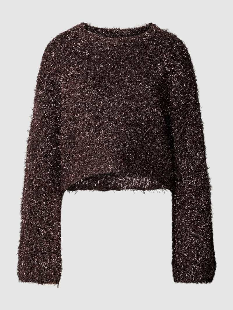 Jake*s Casual Korte pullover met effectgaren en bont