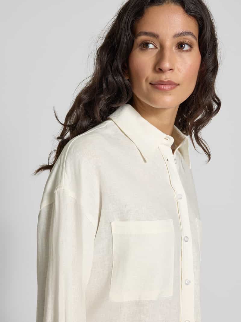 GUIDO MARIA KRETSCHMER WOMAN Slim fit linnen blouse met overhemdkraag model 'SHIRIN'
