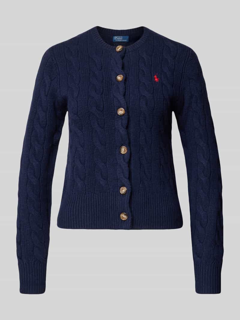 Polo Ralph Lauren Gebreid jack van een mix van linnen en kasjmier met kabelpatroon