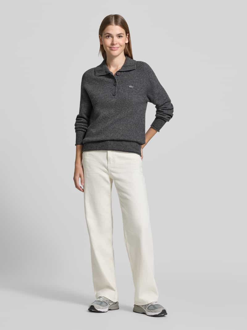 Lacoste Regular fit pullover van pure wol antraciet, foto 5