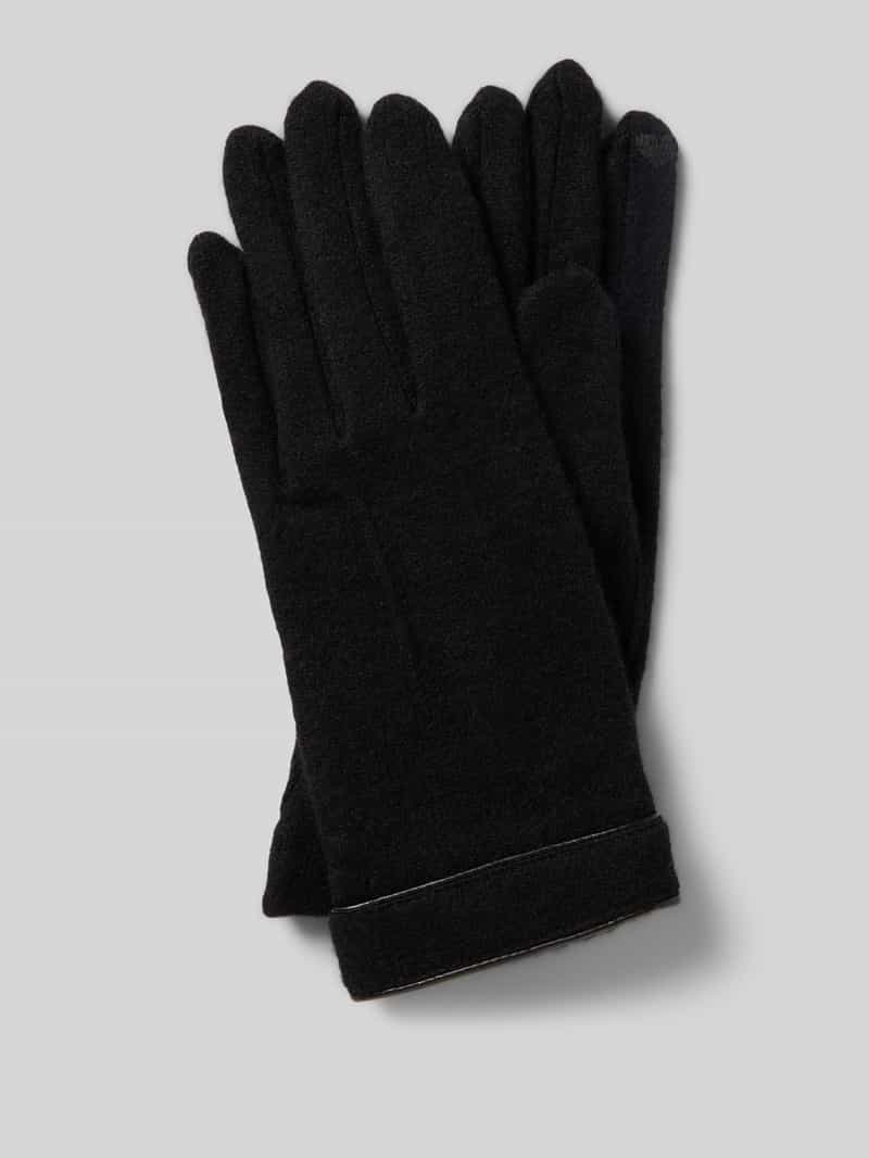 Walkhandschoen van zuivere scheerwol model 'Leather Piping Touch'