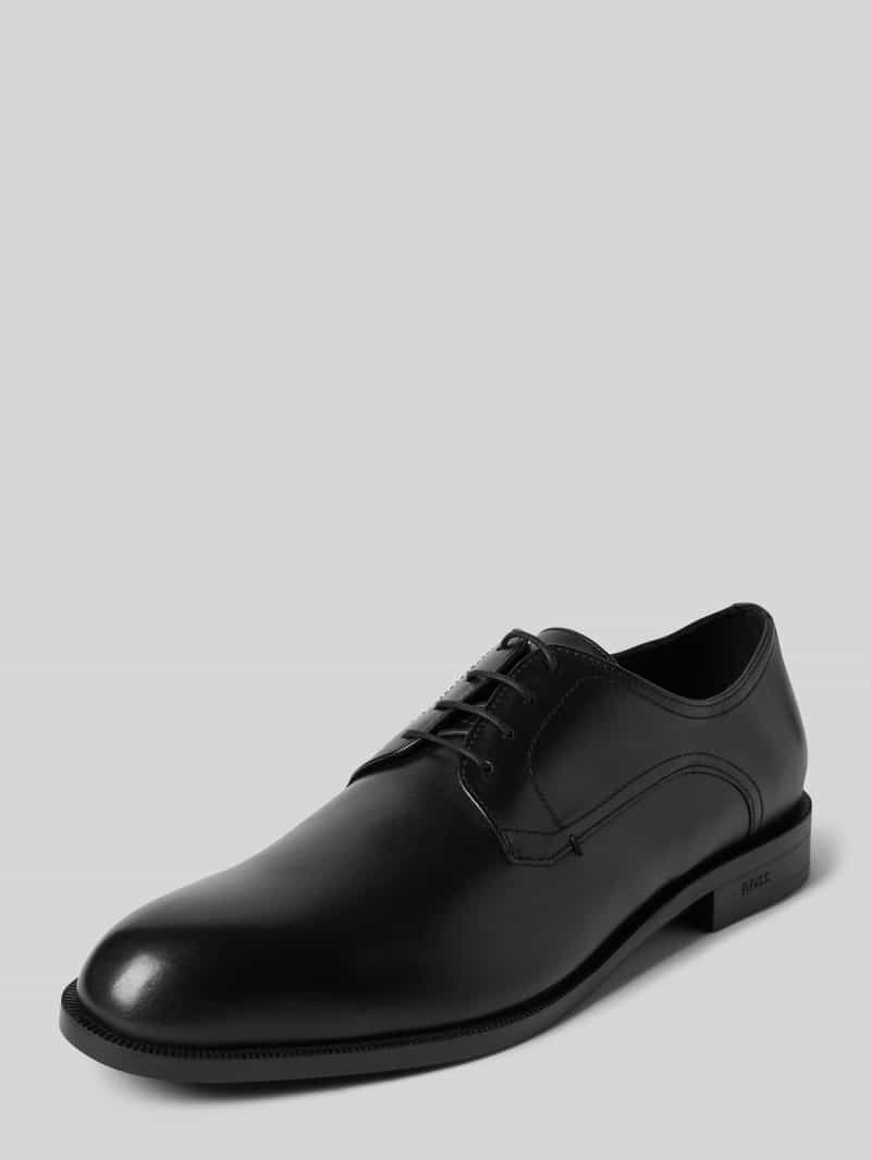 Leren derbyschoenen met labeldetails, model 'Tayil'