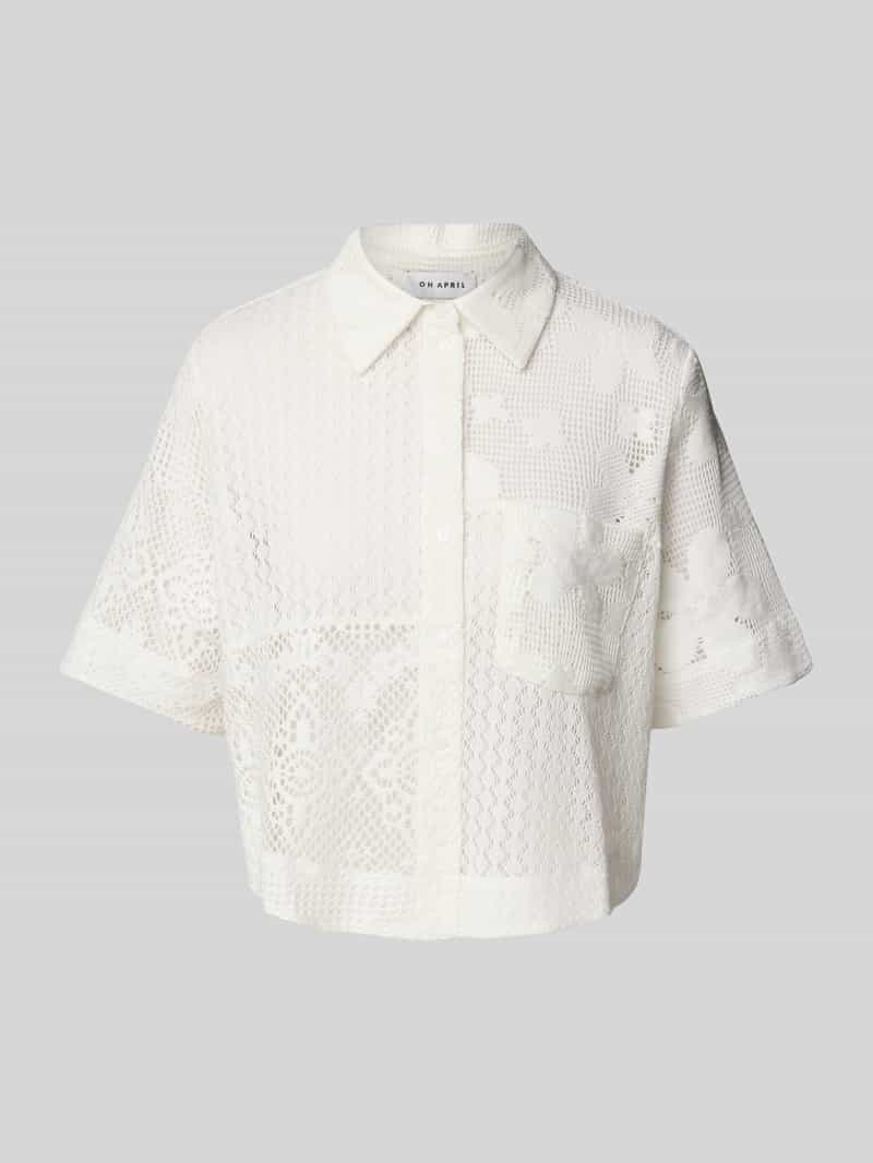 OH APRIL Boxy fit blouse van gehaakt kant model 'Cempedak'