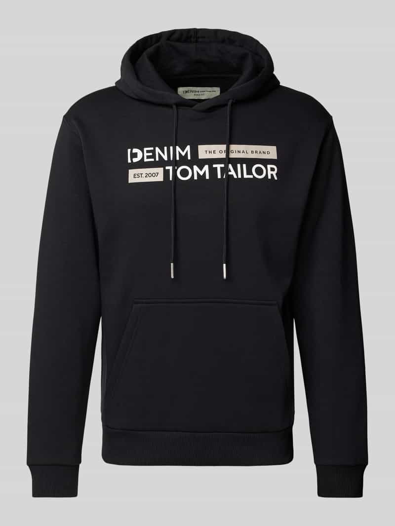 Tom Tailor Denim Regular fit hoodie met katoen en labelprint