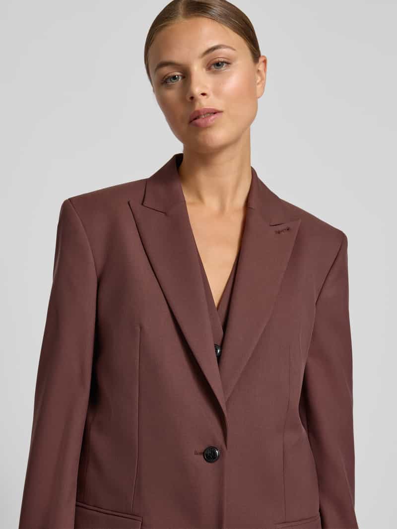 HUGO Relaxed fit lange blazer met bloemenbroche model 'AROSEA'