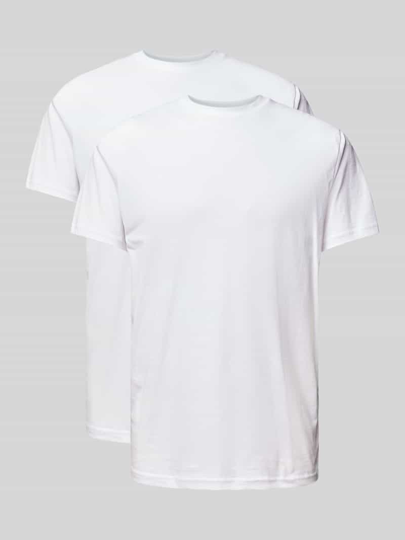 T-shirt met geribde ronde hals in set van 2