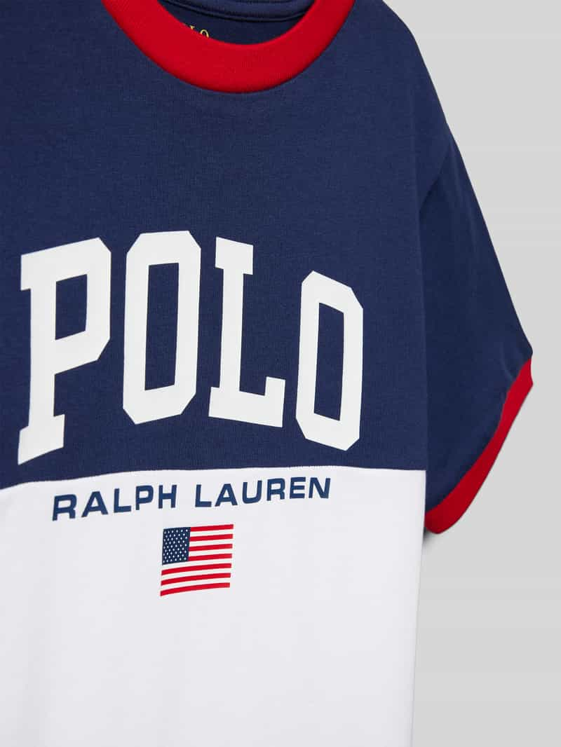 Polo Ralph Lauren Teens T-shirt met logostitching model 'RINGER'