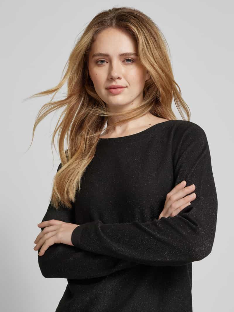 comma Gebreide pullover van viscosemix met boothals
