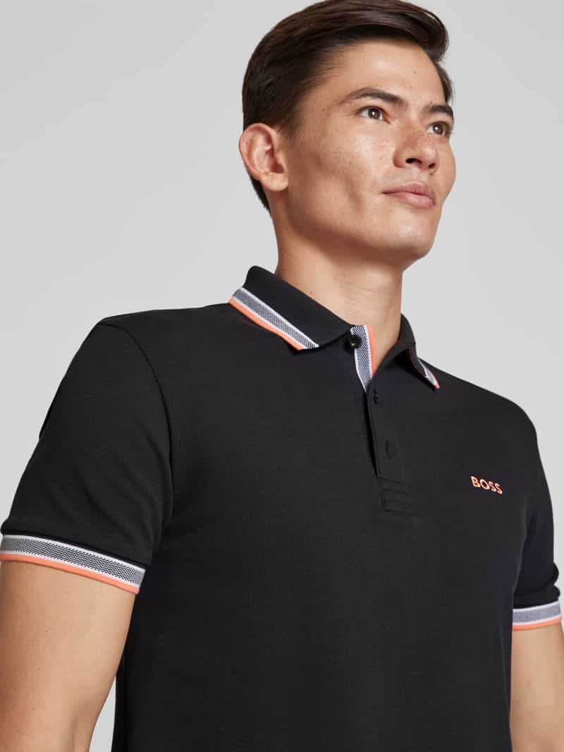 BOSS Green Regular fit poloshirt met labelstitching model 'PADDY'