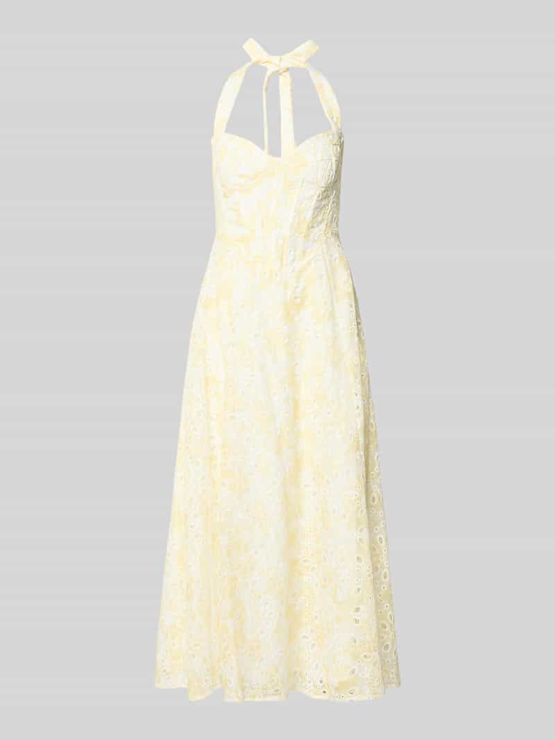 midi-jurk met halter en ajourwerk model 'POLLIE'