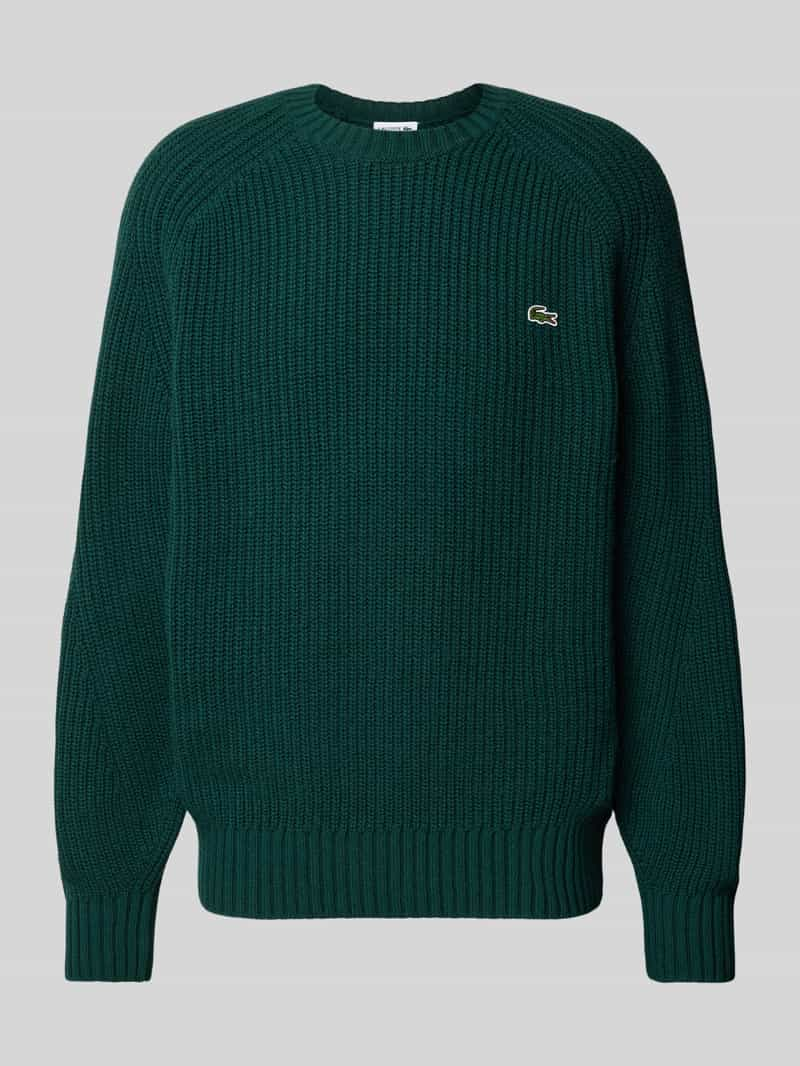 Lacoste Gebreide pullover van wol met logopatch, model 'BEADED'