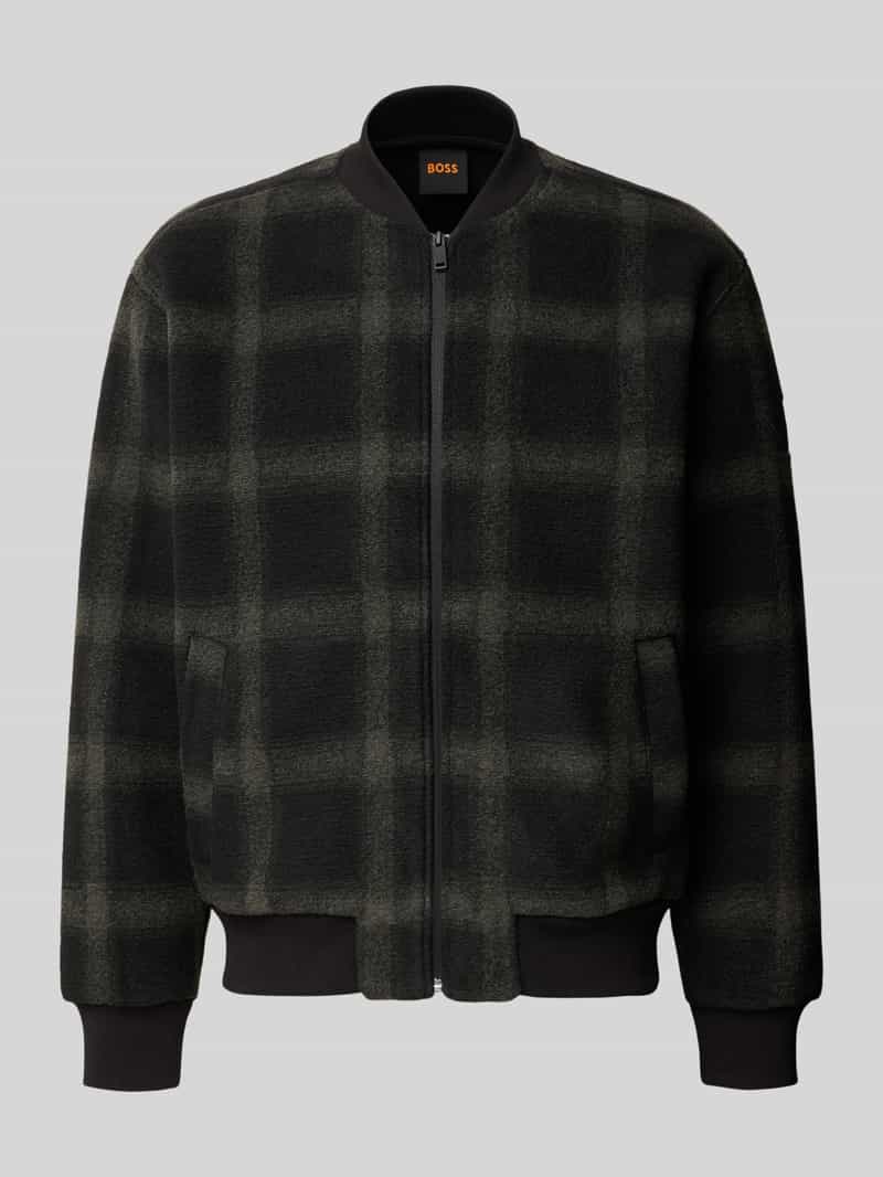Boss Orange Regular fit bomberjack met wol model 'Ze_Check Bomber'