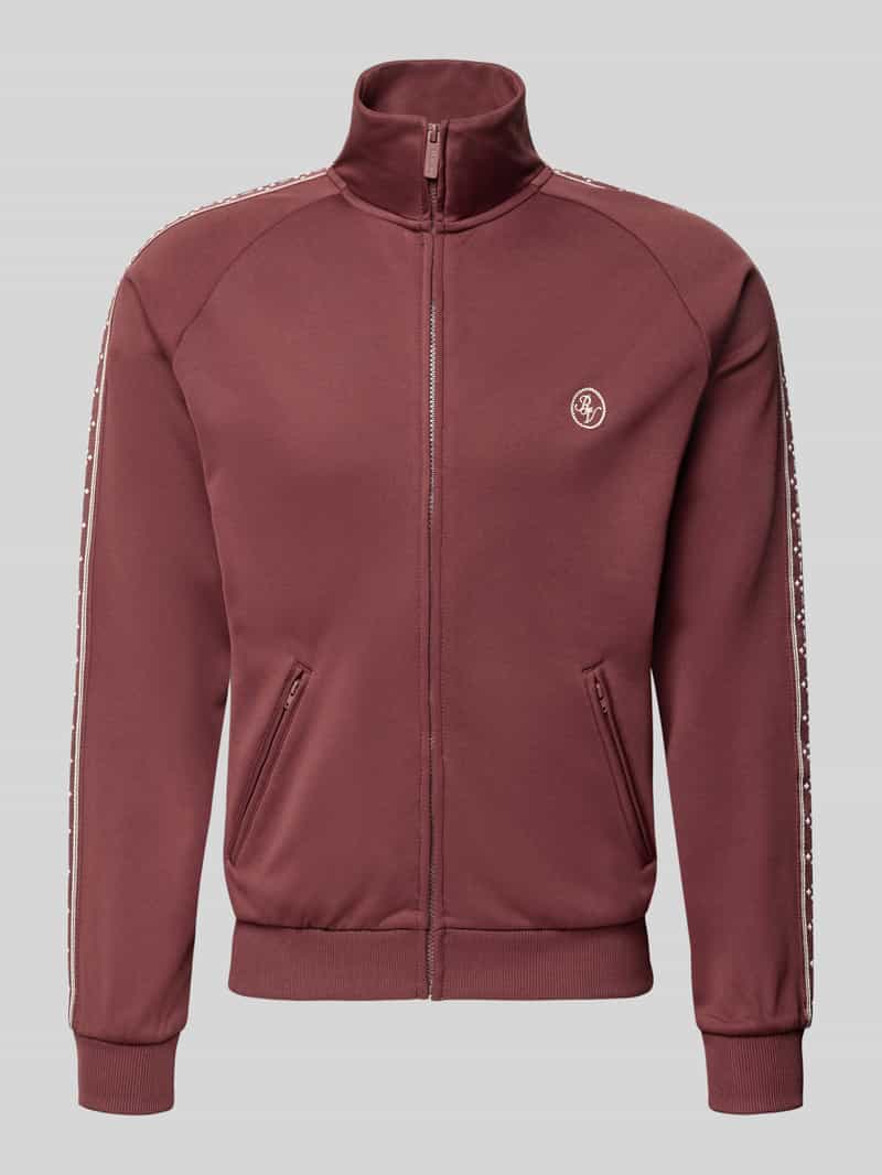 REVIEW Trainingsjacke mit aufgesetztem Band auf Raglanärmeln in Schoko, Größe M 2014901M