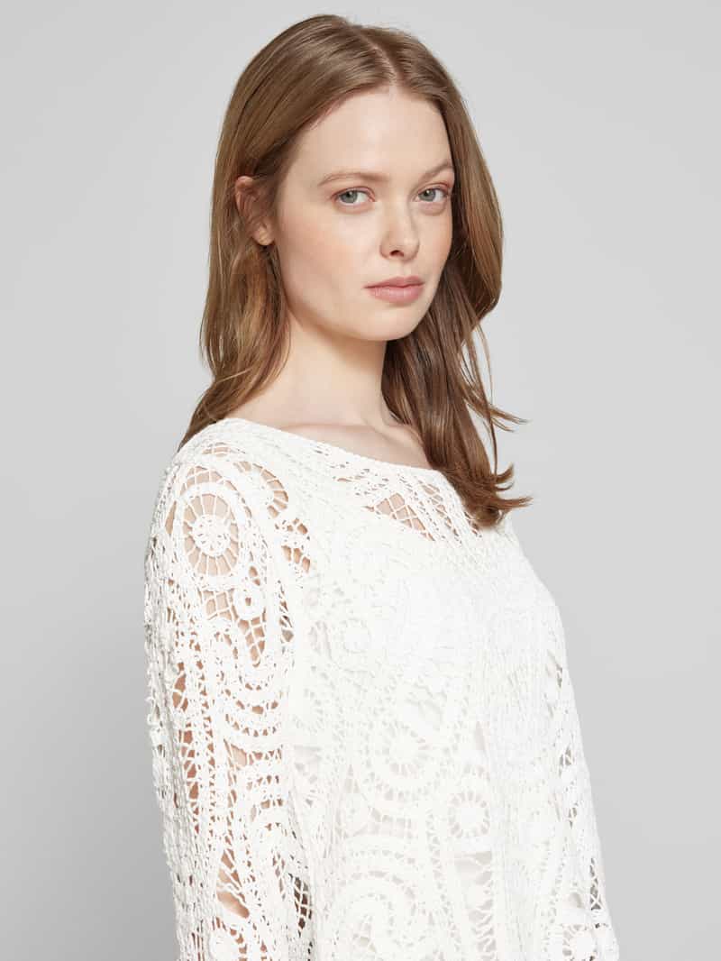 monari Gebreide pullover met ajourborduursel