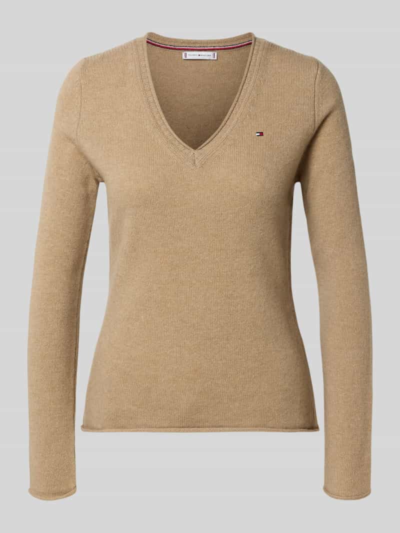 Tommy Hilfiger Slim fit gebreide pullover van zuivere wol