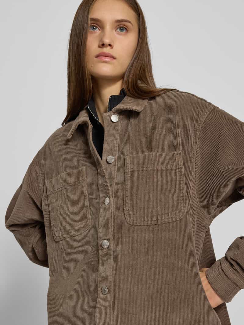 Noisy May Regular fit overhemdblouse van corduroy met borstzakken model 'ALVA'