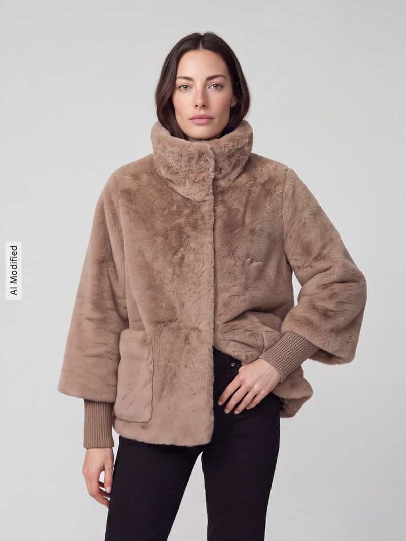 s.Oliver BLACK LABEL Imitatiebontjack met hoge opstaande kraag