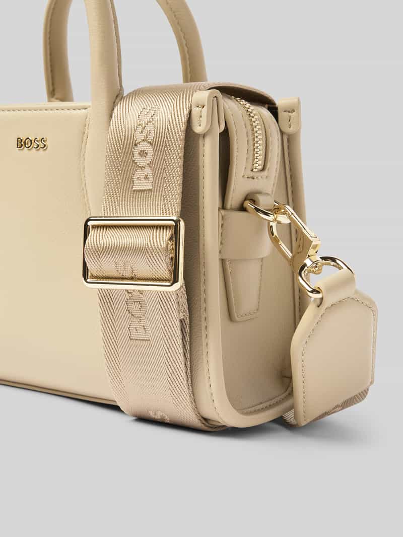 Boss Mini tote bag met labelapplicatie van metaal model 'SANDY'