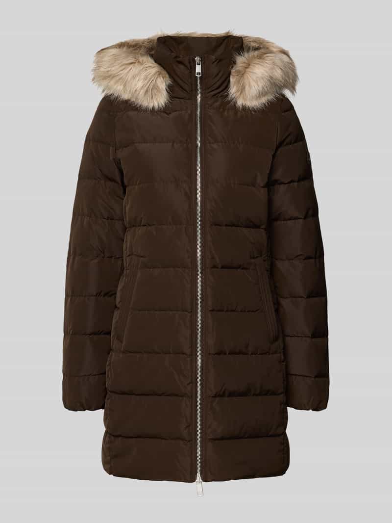 Tommy Hilfiger Slim fit lange donsjas met afneembaar imitatiebont