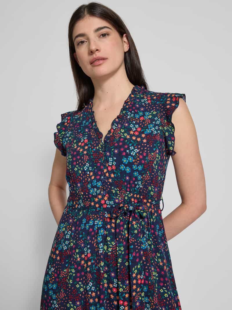 Apricot Knielange jurk van viscose met strikceintuur