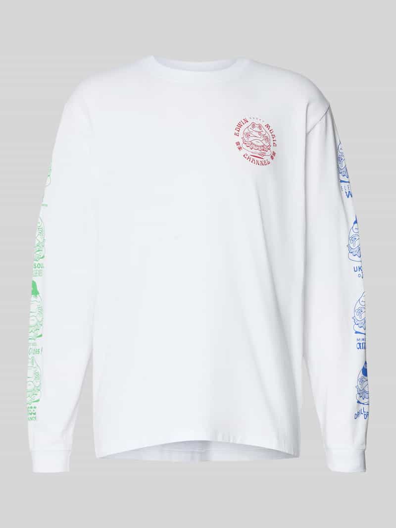 Edwin Shirt met lange mouwen met labelprints model ' MUSIC CHANNEL'