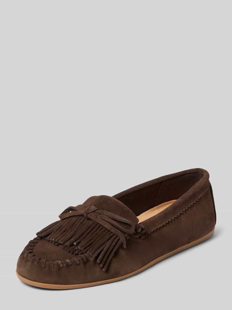 Mocassins van echt leer met sierstrik