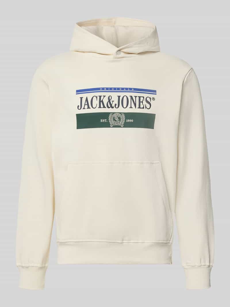 JACK & JONES Hoodie mit Label-Print Modell 'FREDERIKSBERG' in Offwhite, Größe M 2112720M