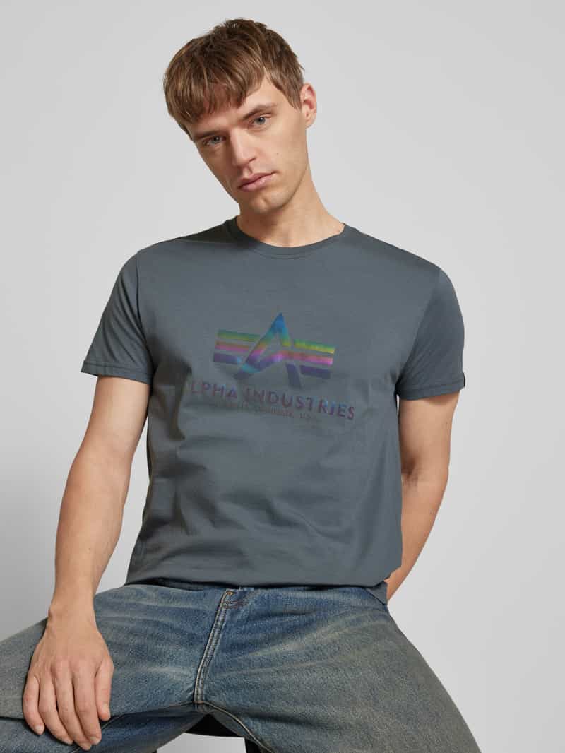 alpha industries T-shirt met labelprint model 'Rainbow'