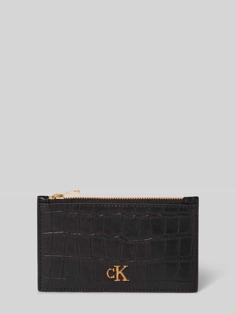 CK Calvin Klein Pasjeshouder van echt kalfsleer model 'Croc'