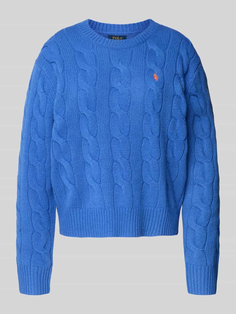 Polo Ralph Lauren Gebreide pullover van een mix van katoen en kasjmier met kabelpatroon