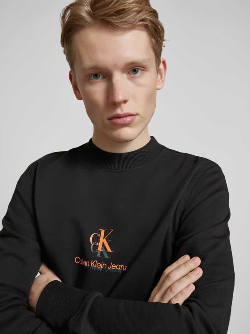 Calvin Klein Jeans Sweatshirt van puur katoen met opstaande kraag