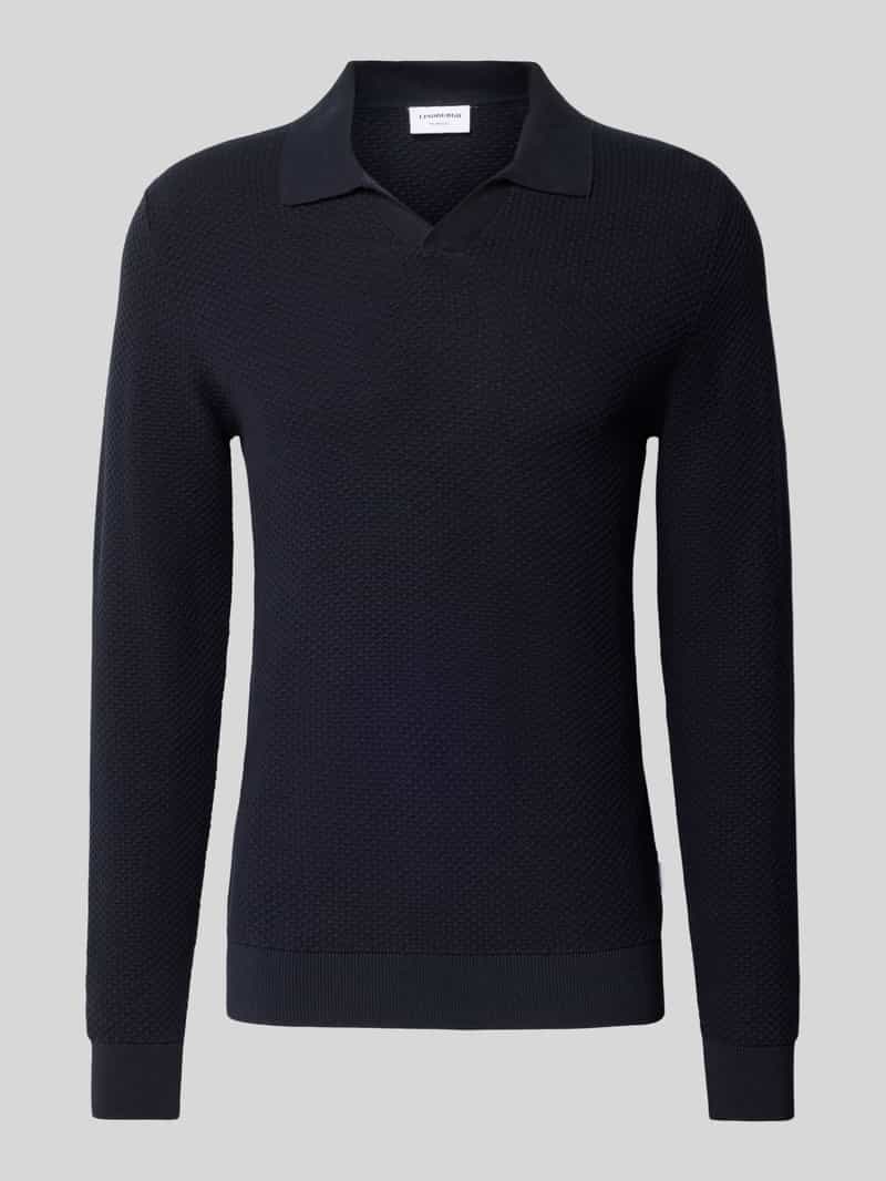 lindbergh Gebreide pullover met structuurmotief en platte kraag