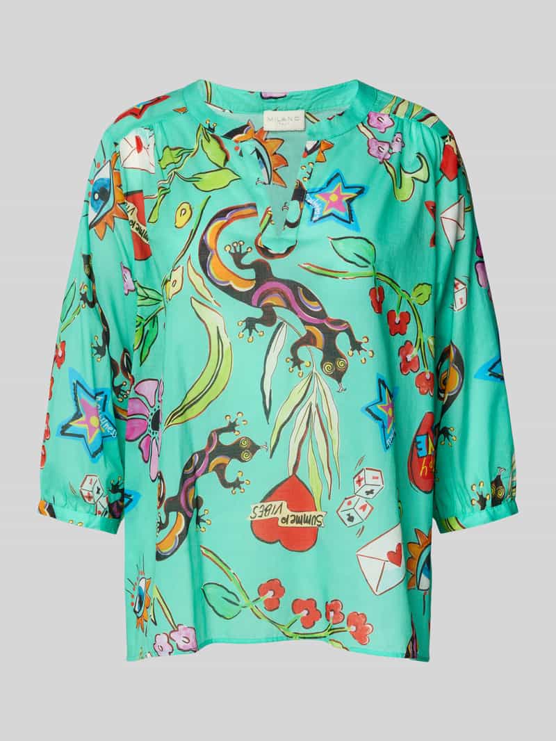 milano italy Regular fit blouse met 3 4-mouwen