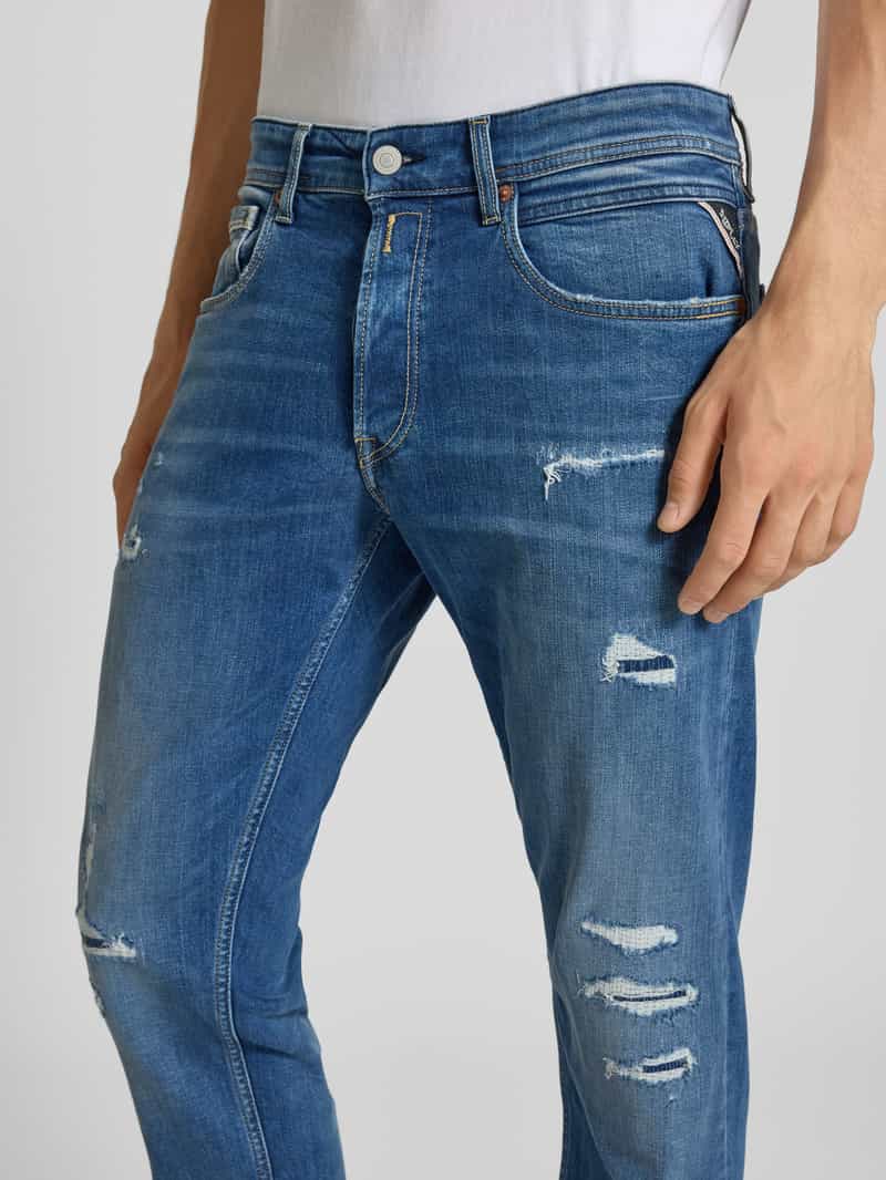 Replay Straight fit jeans in destroyed-look model 'GROVER'