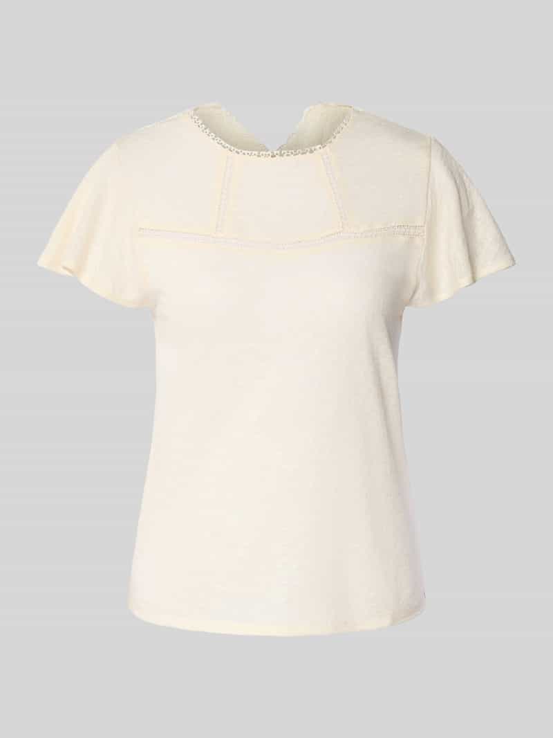 Zero T-shirt met ronde hals en gehaakt kant