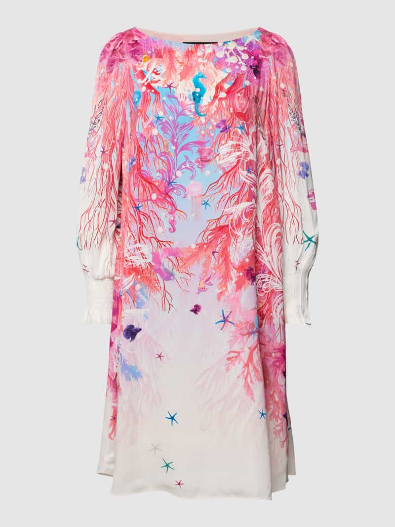 Marc Cain Knielange jurk van viscose met all-over motief