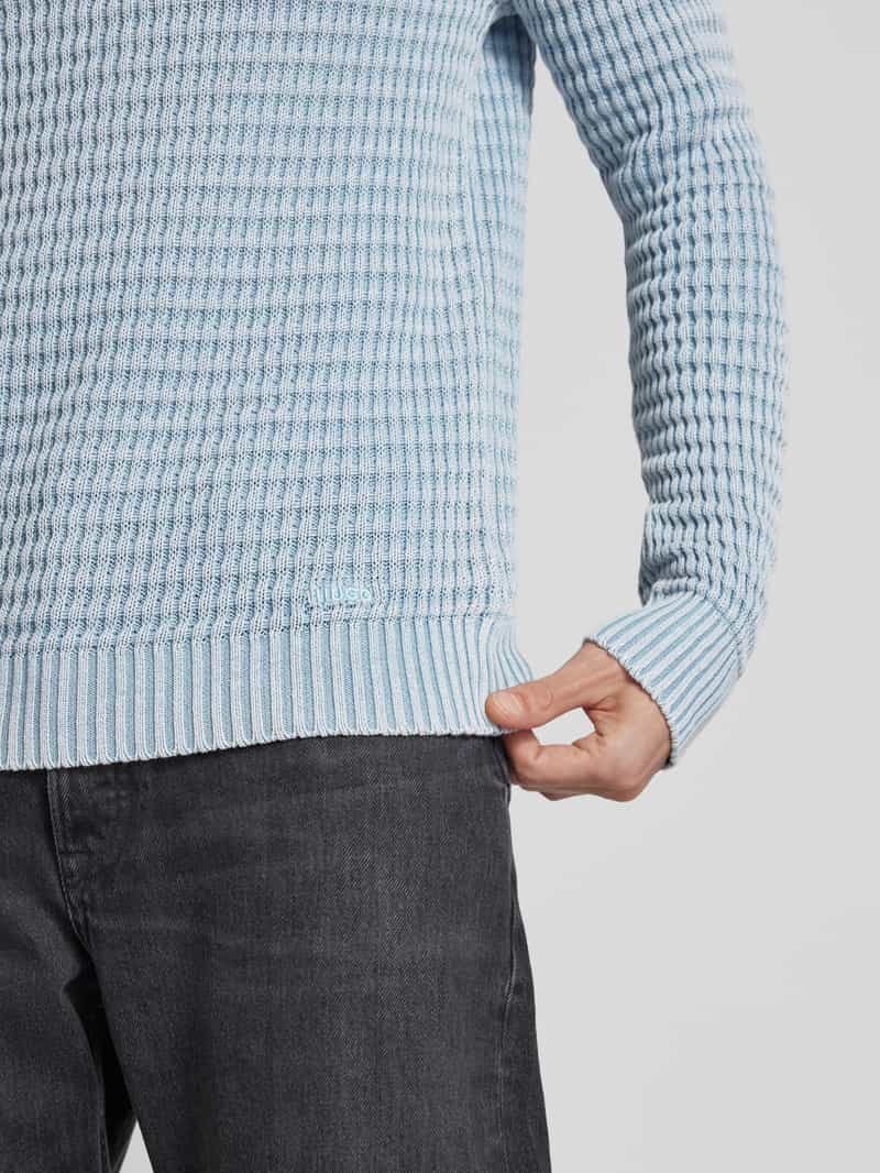 HUGO Slim fit gebreide pullover van een mix van linnen en katoen model 'Sardello'