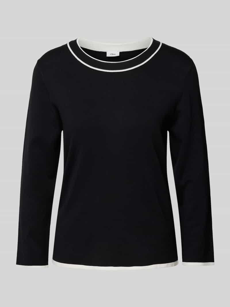 s.Oliver BLACK LABEL Regular fit gebreide pullover met contrastkleurige geribde rand