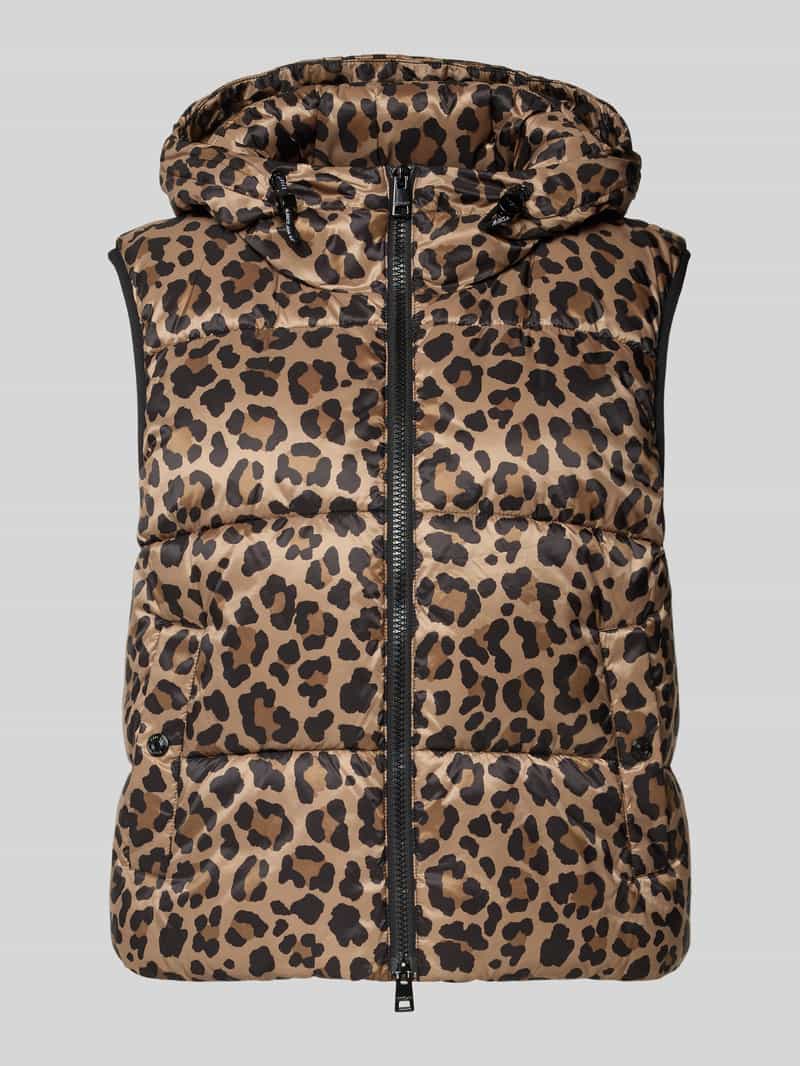 Marc Cain Regular fit gewatteerd jack met all-over dierenprint