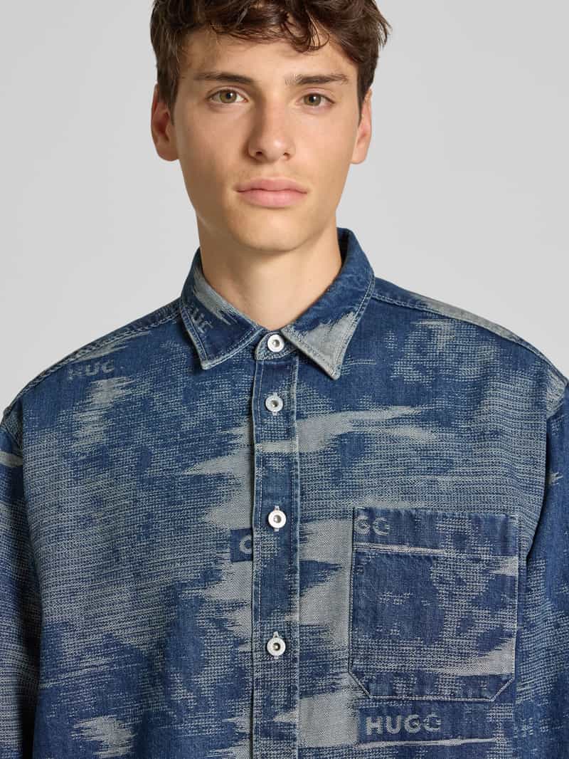 Hugo Blue Oversized jeansoverhemd van puur katoen model 'EBALTO'