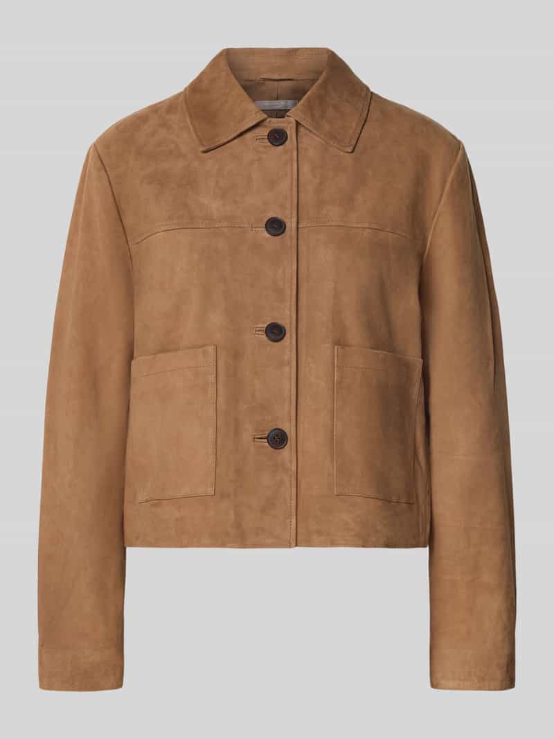 Christian Berg Woman Selection Leren jack met knoopsluiting