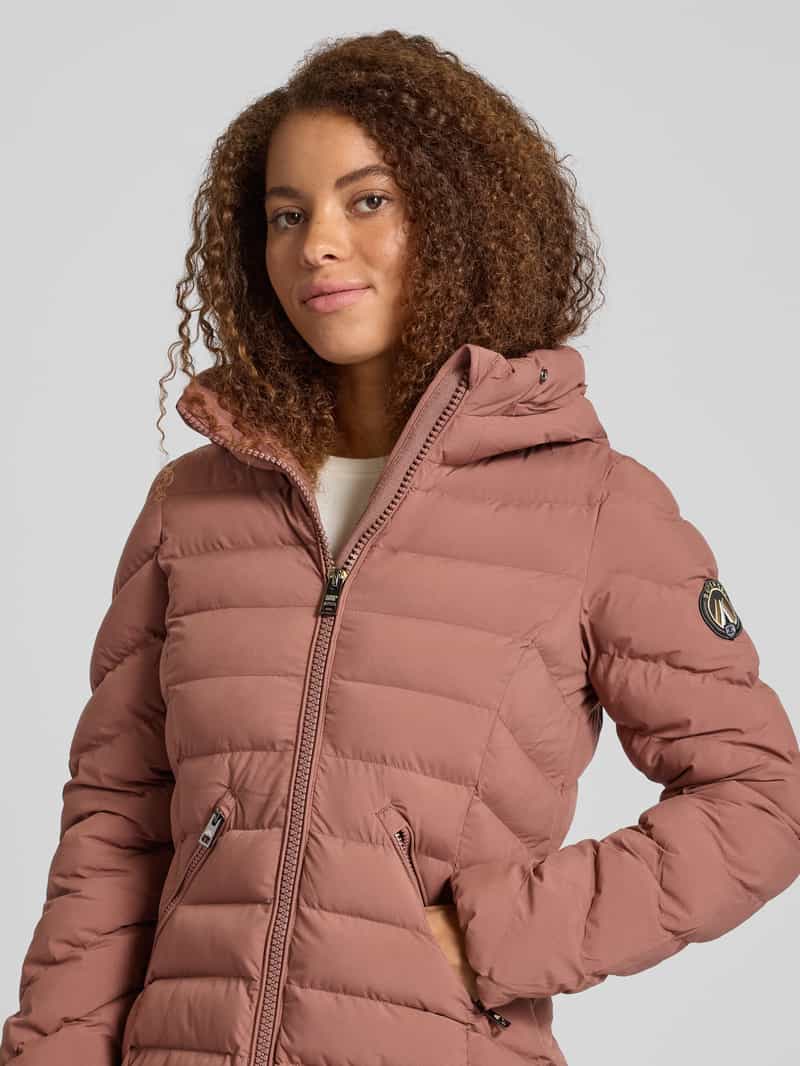 Superdry Regular fit gewatteerde lange jas met imitatiebont model 'Fuji'