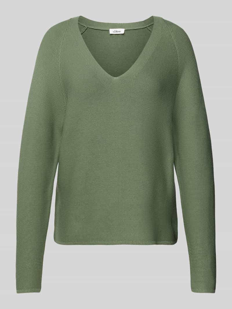 s.Oliver RED LABEL Comfort fit gebreide pullover van katoenmix met V-hals