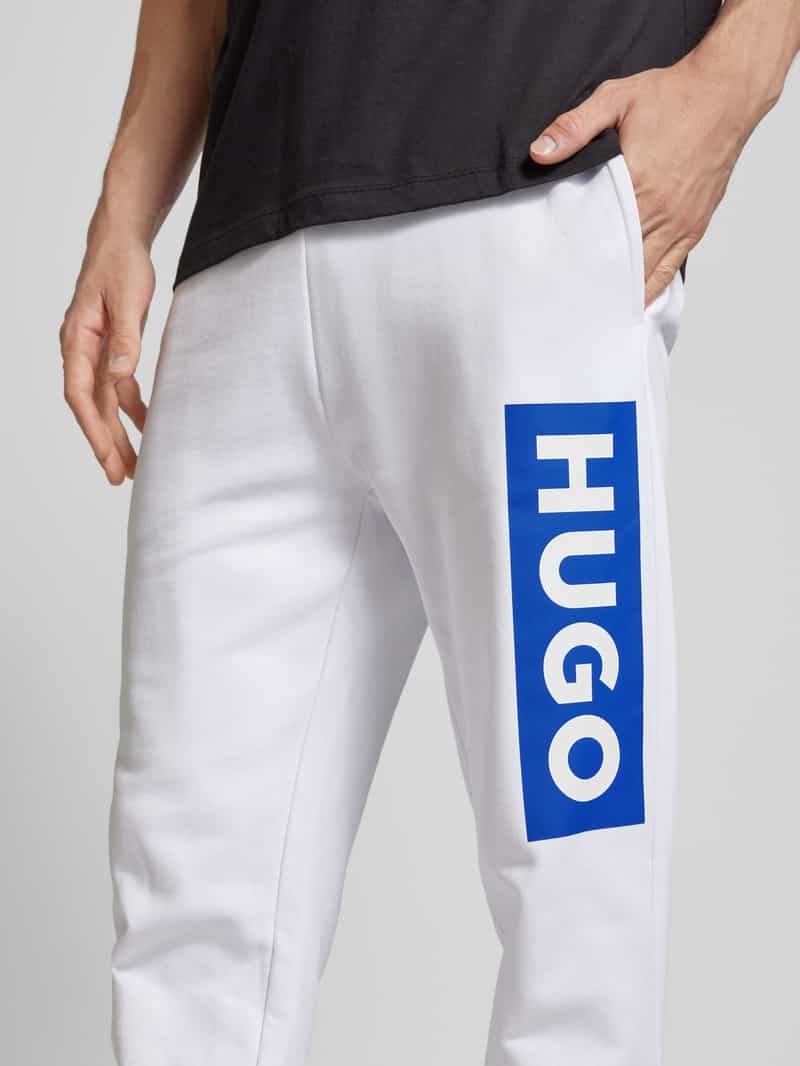 Hugo Blue Regular fit sweatpants met labelprint model 'Nuram'