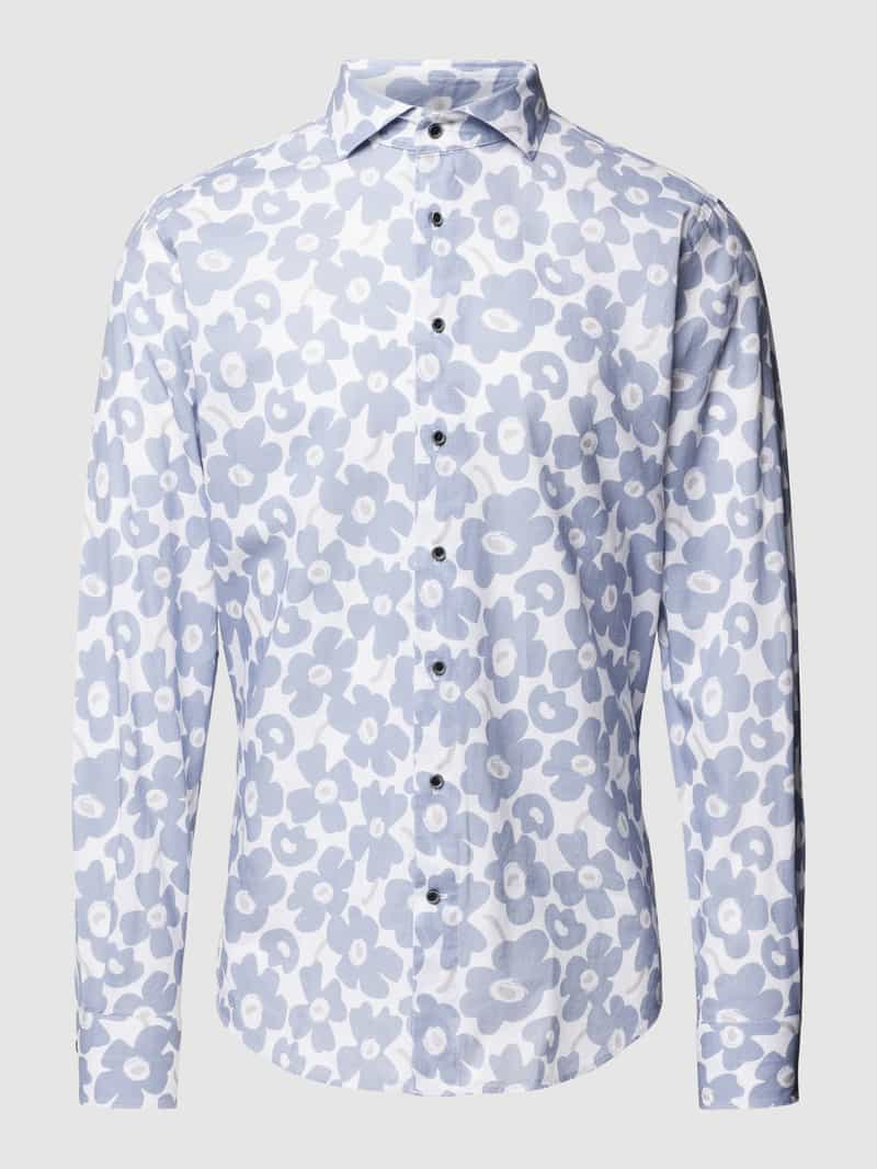 Profuomo Slim fit zakelijk overhemd met all-over bloemenprint