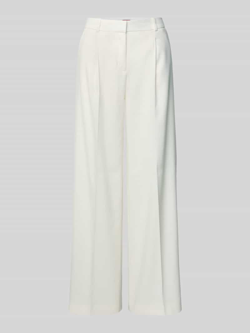 HUGO Wide leg linnen broek met steekzakken model 'Halati'